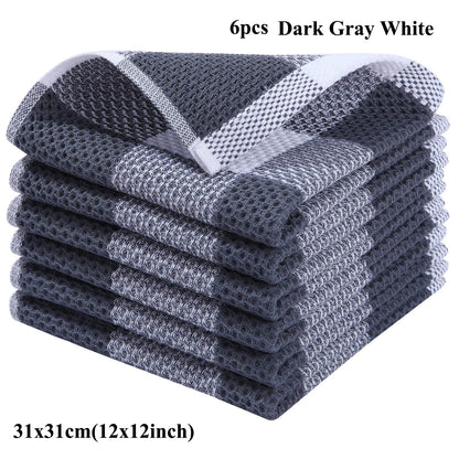 Olanly 100% Cotton Dishcloth For Kitchen Towel Home Ultra Soft Absorbent Dish Cloth Reusable Clean Tool Microfiber Kitchen Towel