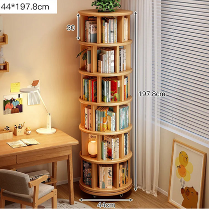 Solid wood rotating bookshelf 360