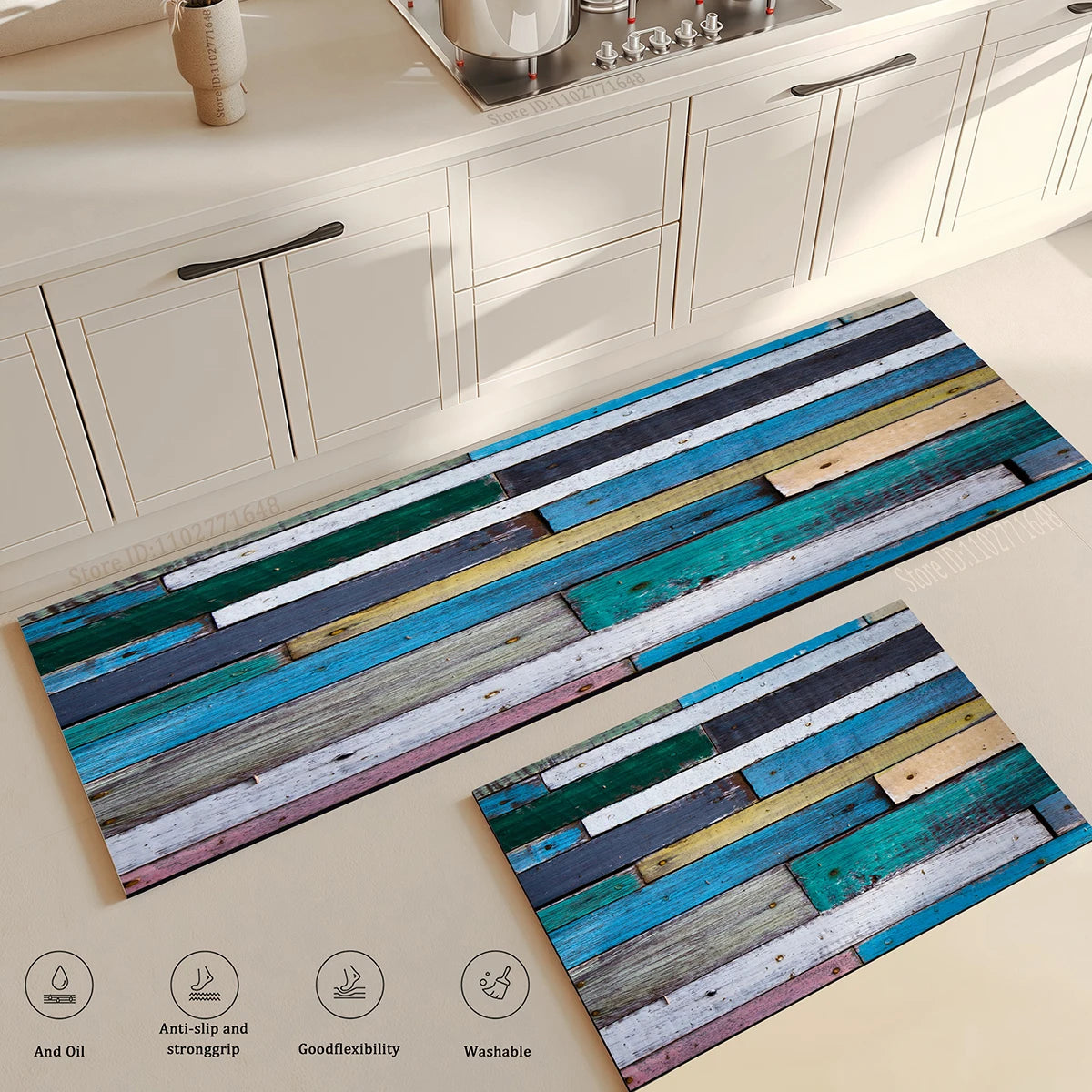 Wood Grain Kitchen Rug Bedroom Entrance Doormat Anti-Slip Living Room Floor Decor Washable Carpet Home Hallway Quality Foot Mat