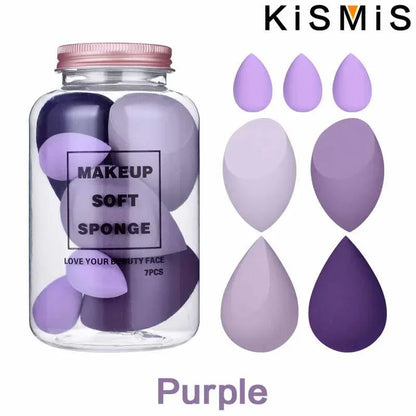 KISMIS 7Pcs/Set Soft Wet and Dry Use Makeup Sponge Set Cosmetic Puff Makeup Sponge Foundation Powder Sponge Beauty Tool