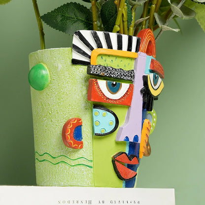 Abstract Face Flower Pot Decorative Planter Picasso Vases Balcony Succulent Plant Holder Ornament Home Garden Decor Accessory