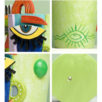 Abstract Face Flower Pot Decorative Planter Picasso Vases Balcony Succulent Plant Holder Ornament Home Garden Decor Accessory