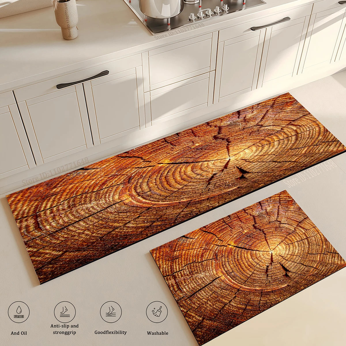 Wood Grain Kitchen Rug Bedroom Entrance Doormat Anti-Slip Living Room Floor Decor Washable Carpet Home Hallway Quality Foot Mat