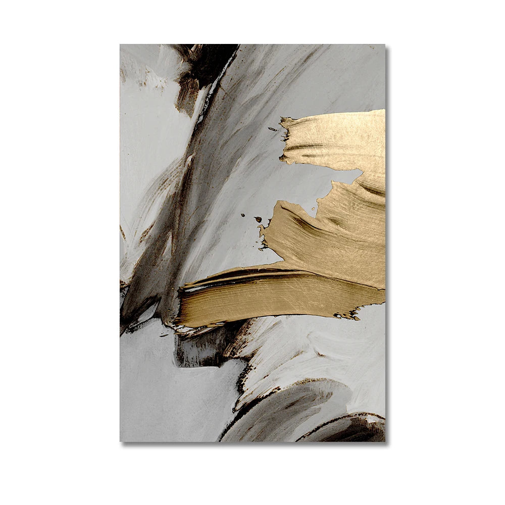 Luxury Abstract Grey Gold Painting Mural