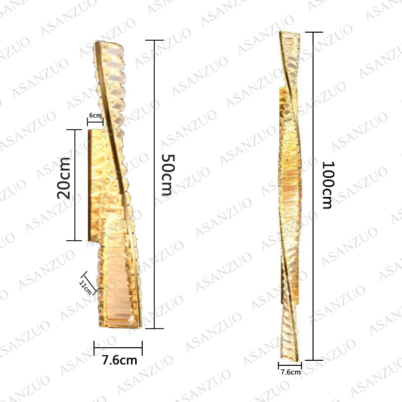 Nordic Long bar crystal wall lamps luxury