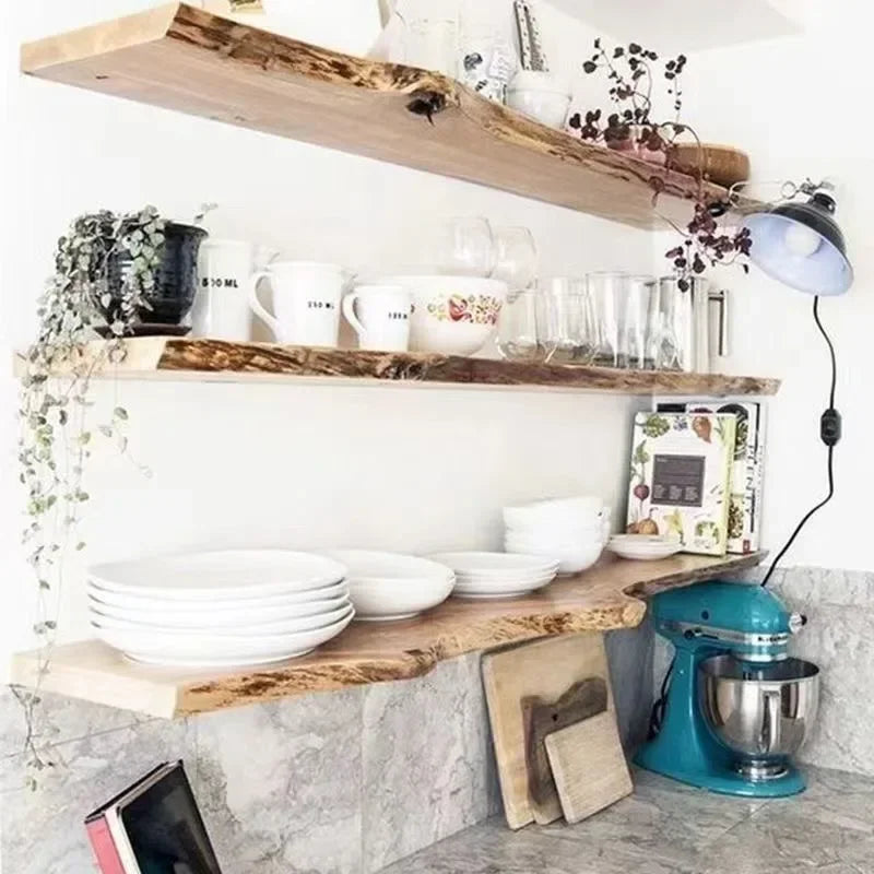 Wood Floating Shelf Wall Mounted Shelves Display Shelves Kitchen Home Decor Stand Retro Bathroom Organizer Art Design Holder