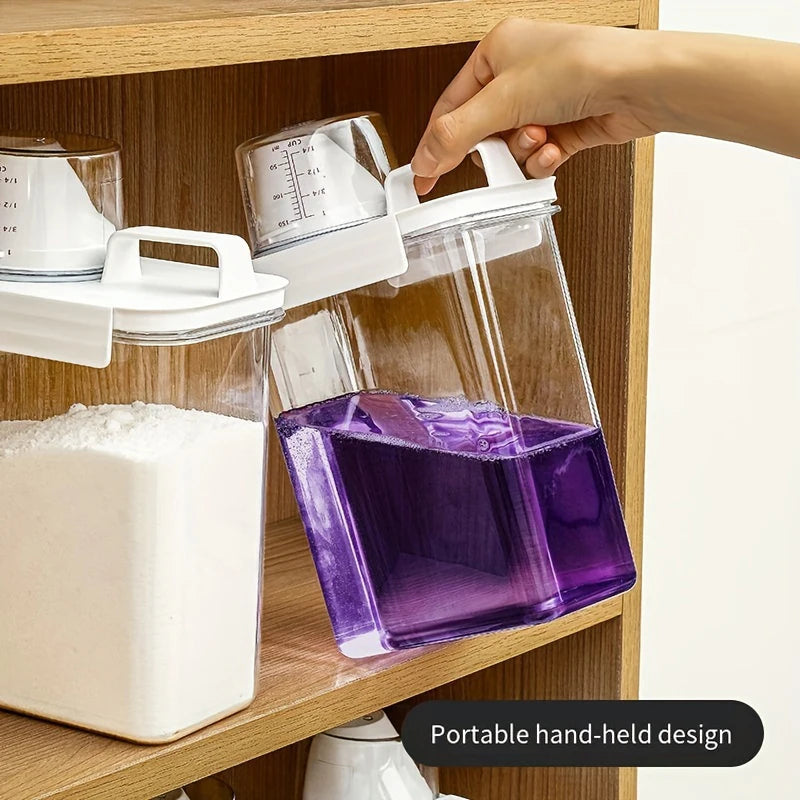 1-3pcs Airtight Laundry Detergent Powder Storage Box Jar Bleach Storage Container Large Capacity Measuring Cup
