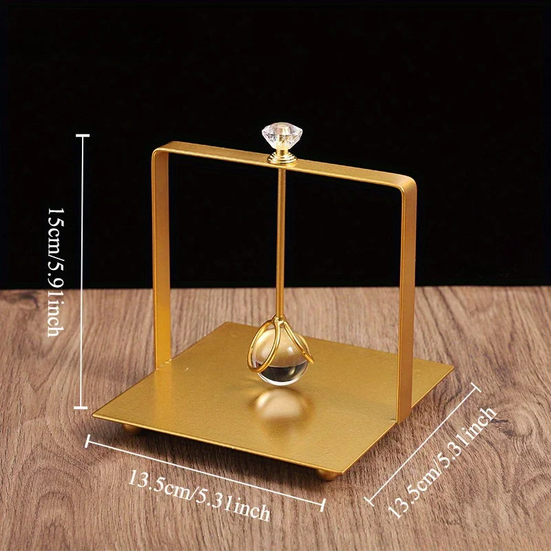 1pc Elegant Golden Stainless Steel Square Napkin Holder with Clear Crystal Accent,Freestanding Tissue Organizer for Bathroom