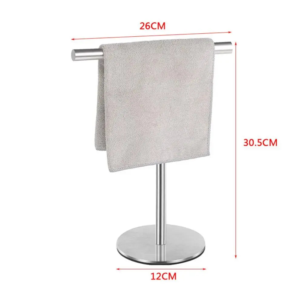 Stainless Steel Bath Towel Stand T-Shape Modern Style Bathroom Towel Hanger with Heavy Base Rustproof Hand Towel Holder Kitchen