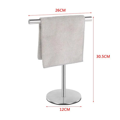 Stainless Steel Bath Towel Stand T-Shape Modern Style Bathroom Towel Hanger with Heavy Base Rustproof Hand Towel Holder Kitchen