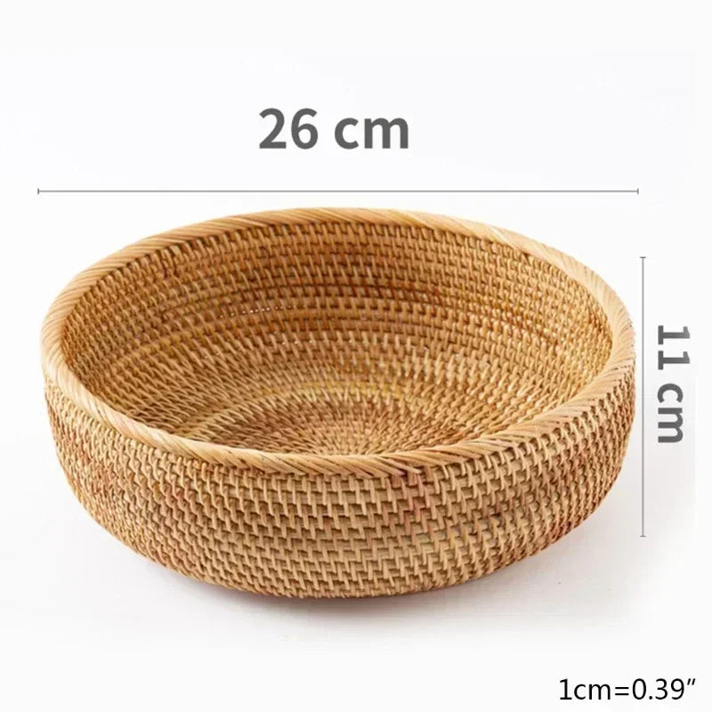 Handwoven Rectangular Rattan Wicker Basket Fruit Tea Snack Bread Picnic Cosmetic Storage Box Kitchen Supplies Household Tools
