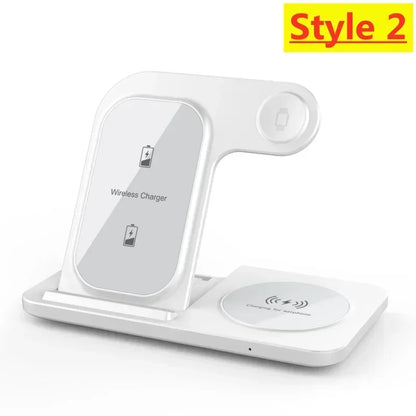 3 In 1 Wireless Charger Pad Stand Phone Holder Bracket Induction Fast Charging Station for iPhone 16 15 14 13 12 iWatch Airpods