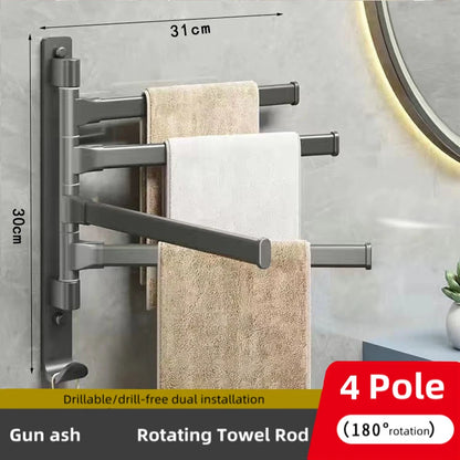 Bathroom Towel Rack Rotatable Towel Holder Space Aluminum 1/2/3/4/5-Bar Towel Hanger Kitchen Shelf Paper Hanging Wall Mounted