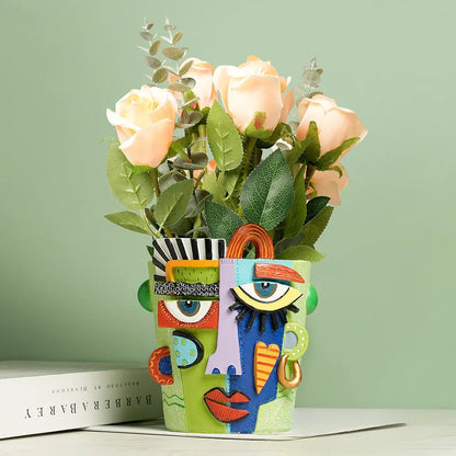 Abstract Face Flower Pot Decorative Planter Picasso Vases Balcony Succulent Plant Holder Ornament Home Garden Decor Accessory