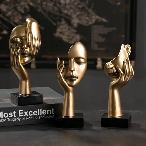 Resin Abstract Mask Statues