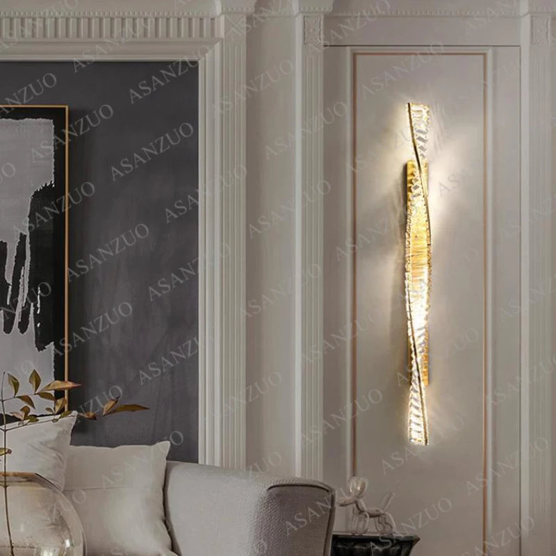 Nordic Long bar crystal wall lamps luxury
