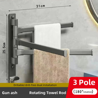 Bathroom Towel Rack Rotatable Towel Holder Space Aluminum 1/2/3/4/5-Bar Towel Hanger Kitchen Shelf Paper Hanging Wall Mounted