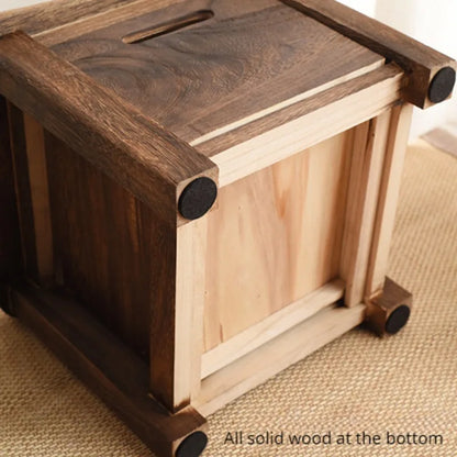Dark Brown Wooden Shoe Changing Stool with Storage