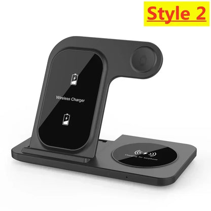 3 In 1 Wireless Charger Pad Stand Phone Holder Bracket Induction Fast Charging Station for iPhone 16 15 14 13 12 iWatch Airpods