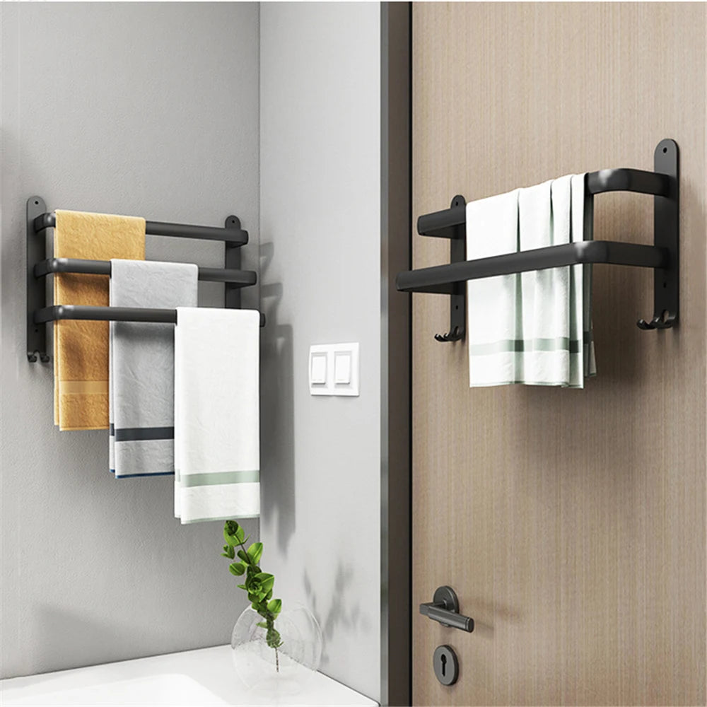 Bathroom Towel Rack 3 Layers No Drill Towel Holder Shower Rack Aluminum alloy Storage Shelf  Bathroom Accessories