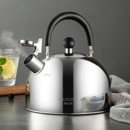304 Stainless Steel Whistle Kettle 1.5-5L Multiple Sizes Large Capacity Sounding Kettle for Induction Stove Kitchen Supplies