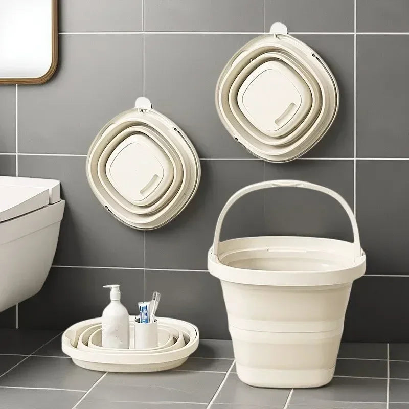 Versatile Folding Water Bucket with Handle for Home and Outdoor Use - Collapsible Fishing Pail for Portable Storage