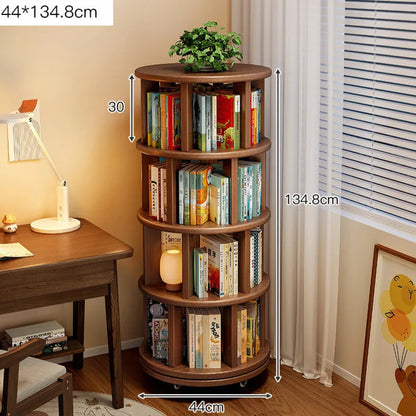 Solid wood rotating bookshelf 360