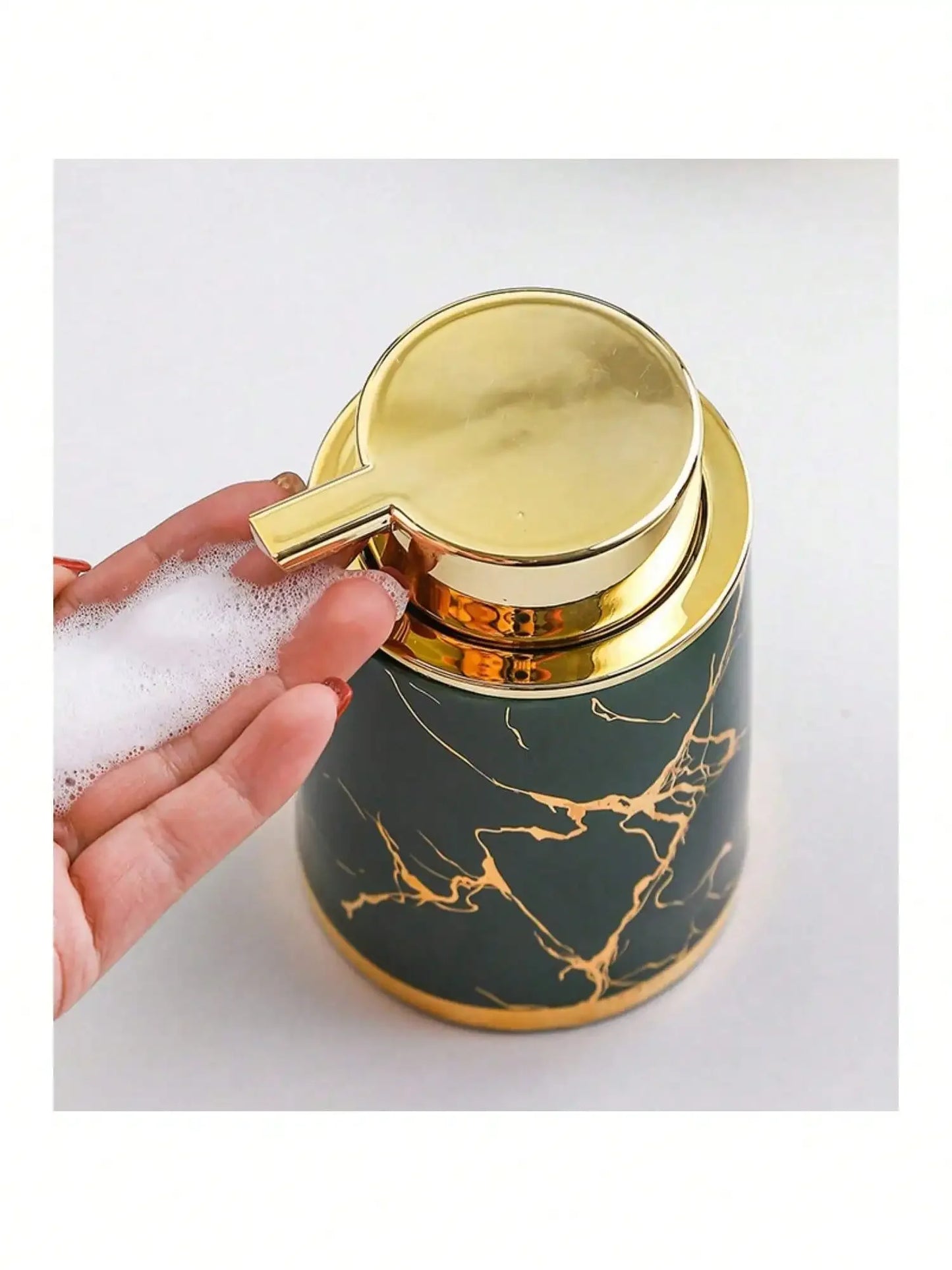 Ceramic soap dispenser 400ml Luxury Ceramic Marble Texture Refillable Press Foaming Soap Dispenser for Home Decor