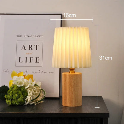 LED Desk Lamp Retro Pleated Wooden USB for Living Room Home Bedroom Bedsides Atmosphere LED Night Light Decoration Table Lamp