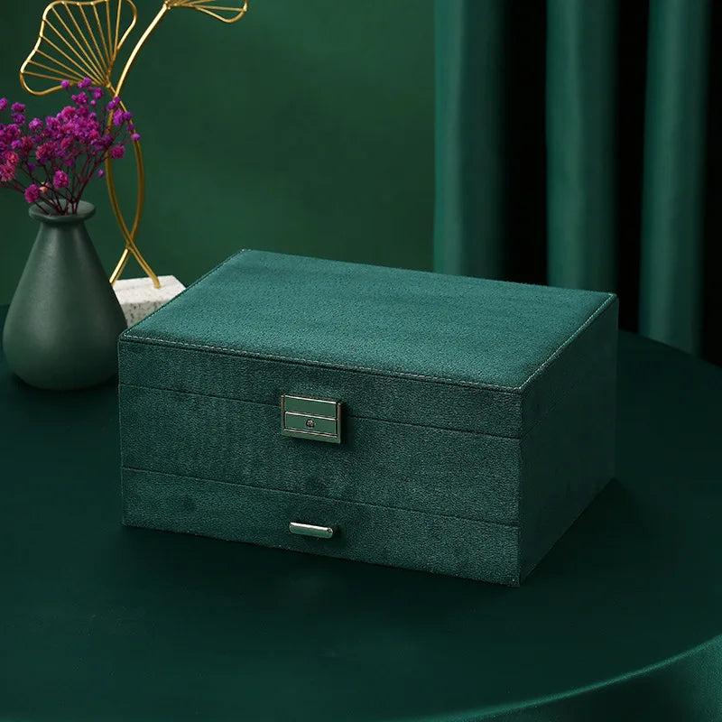 New 3 layer Vintage Jewlery box organizer and packaging ring jewelry box for Rings Earrings and Necklace with Soft Velvet Lining