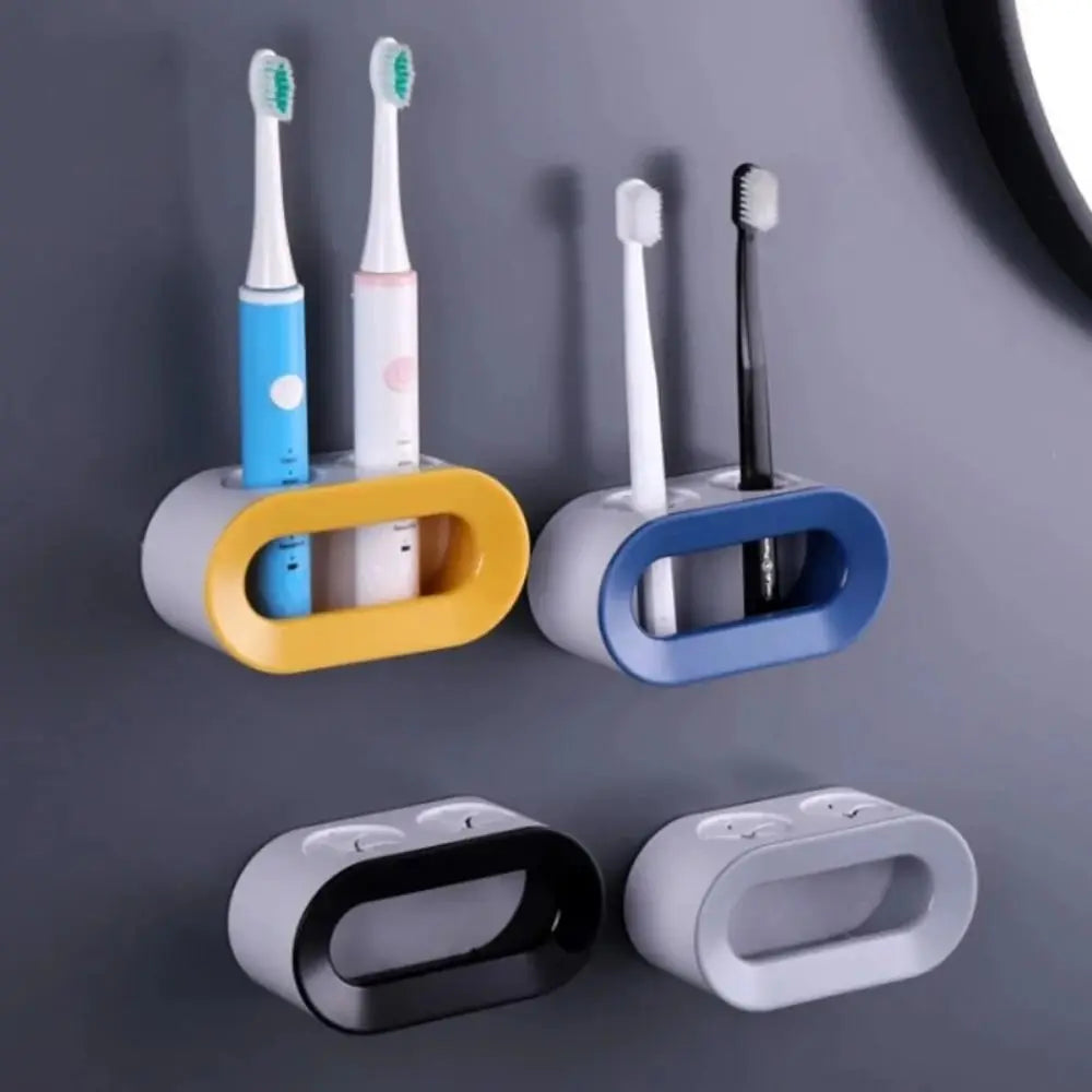 Wall-Mounted Electric Toothbrush Holder Double Hole Self-adhesive Toothbrush Stand Rack Detachable Space Saving