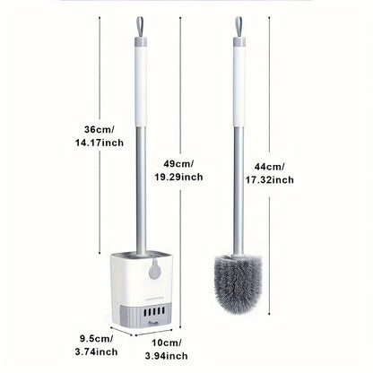 Toilet Brush Set With Holder, Wall Mounted Long Handle Toilet Brush Flexible Toilet Brush Bathroom Brush Cleaning Tools