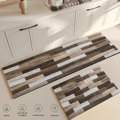 Wood Grain Kitchen Rug Bedroom Entrance Doormat Anti-Slip Living Room Floor Decor Washable Carpet Home Hallway Quality Foot Mat