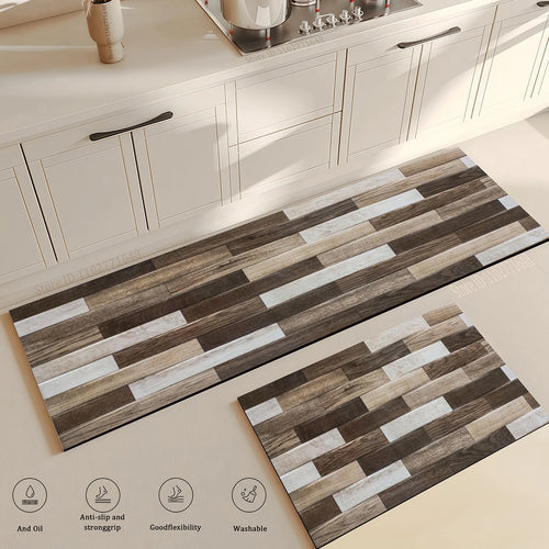 Wood Grain Kitchen Rug Bedroom Entrance Doormat Anti-Slip Living Room Floor Decor Washable Carpet Home Hallway Quality Foot Mat