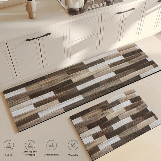 Wood Grain Kitchen Rug Bedroom Entrance Doormat Anti-Slip Living Room Floor Decor Washable Carpet Home Hallway Quality Foot Mat