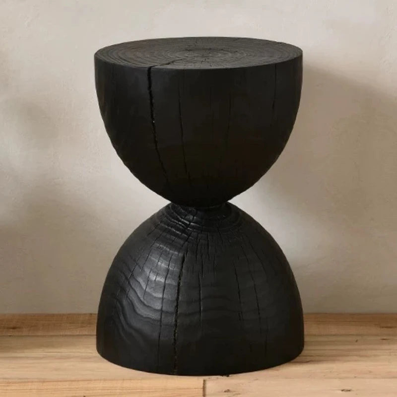 Solid Wood Stool Portable Black