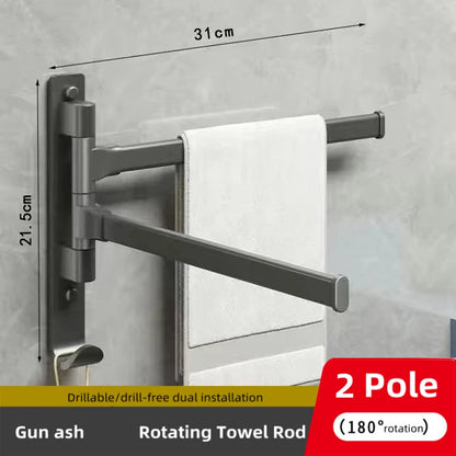 Bathroom Towel Rack Rotatable Towel Holder Space Aluminum 1/2/3/4/5-Bar Towel Hanger Kitchen Shelf Paper Hanging Wall Mounted