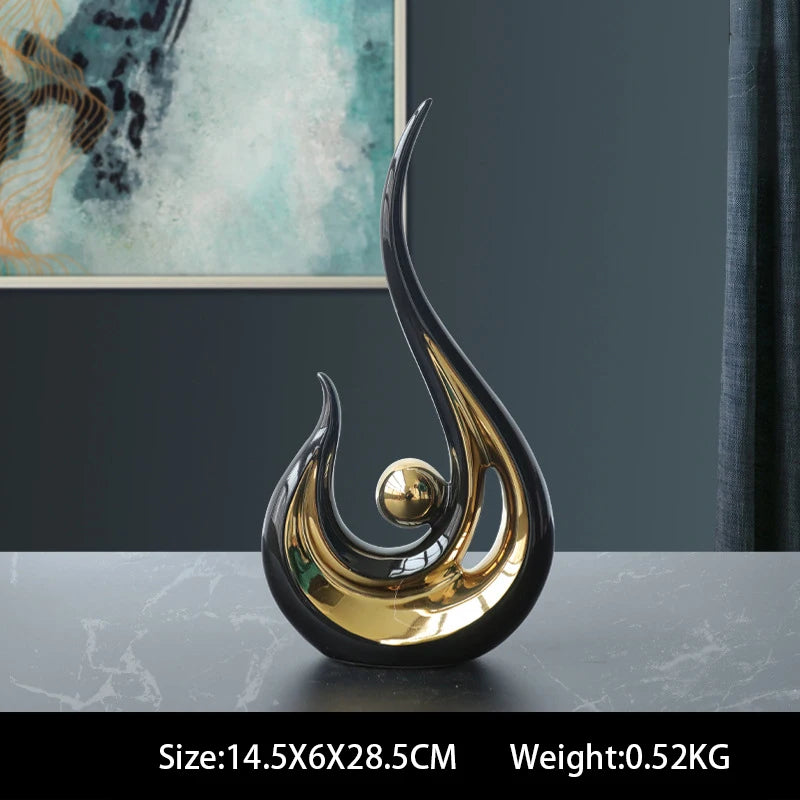 Nordic Abstract Ceramic Figurine Light Luxury Living Room Home Decoration Office Sculpture Decor Desk Accessories Craft Gift