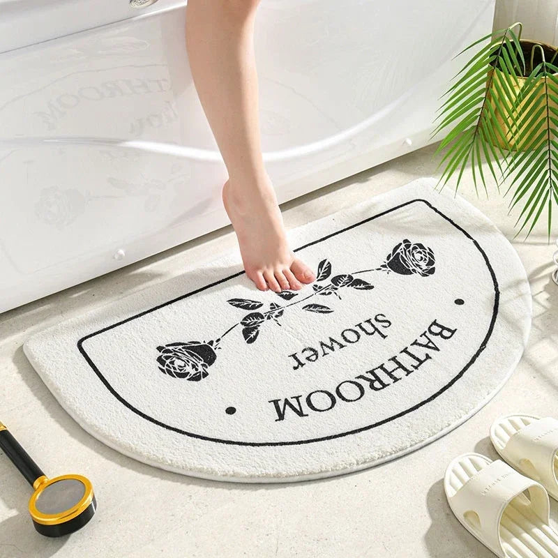1PC Bathroom Mat Semicircle Floor Rugs Entrance Door Mats Non-slip Mats Cartoon Rug Dustproof Absorbent Carpet Bath Tub Carpets