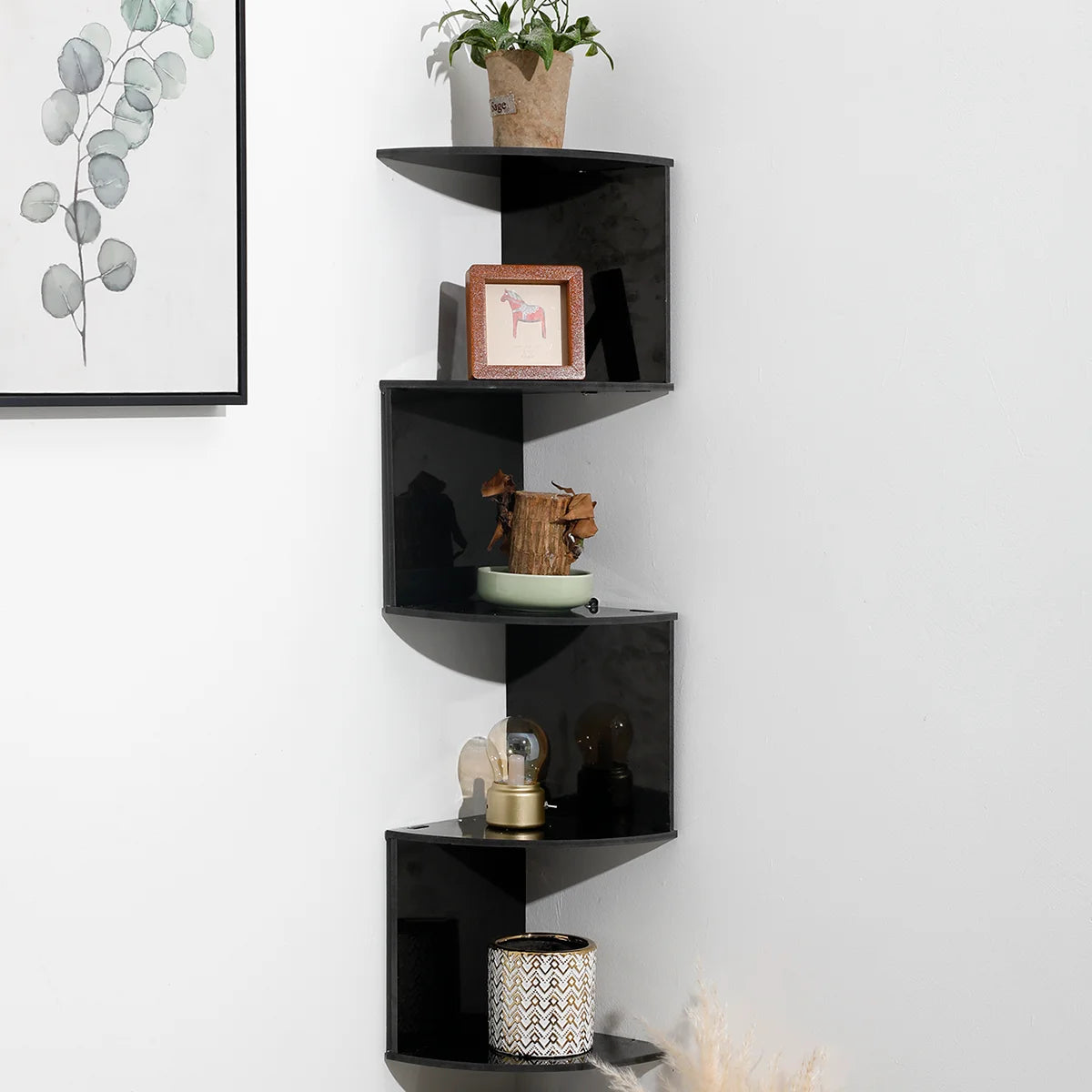 2/4/5 Layers Wooden PVC Corner Shelf Burlywood Storage Shelf Boho Home Decoration Floating Wall Organizer Room Decors Aesthetic