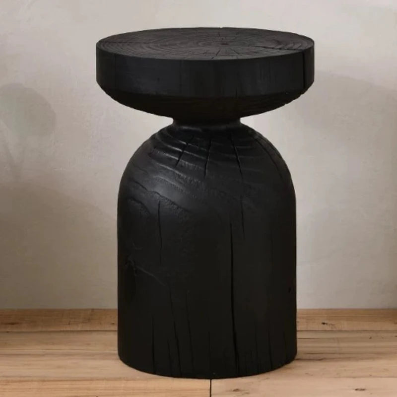Solid Wood Stool Portable Black