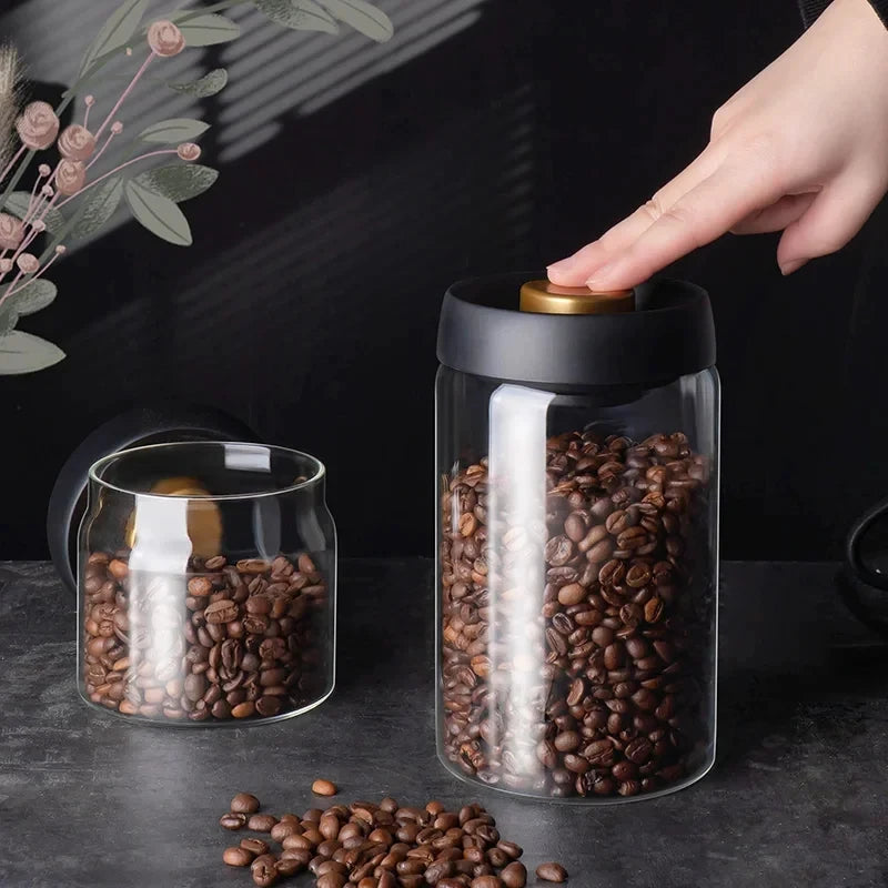 Transparent Glass Coffee Storage