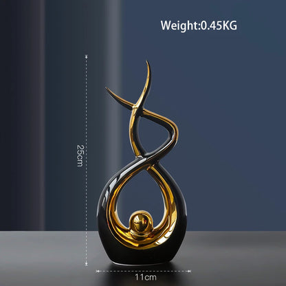 Nordic Abstract Ceramic Figurine Light Luxury Living Room Home Decoration Office Sculpture Decor Desk Accessories Craft Gift