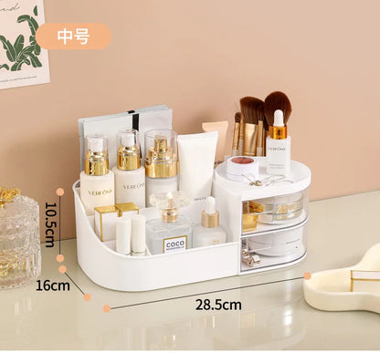 Capacity Cosmetic Storage Box with Clear Drawer - Multi-functional Makeup Organizer for Dressing Table Skincare Products