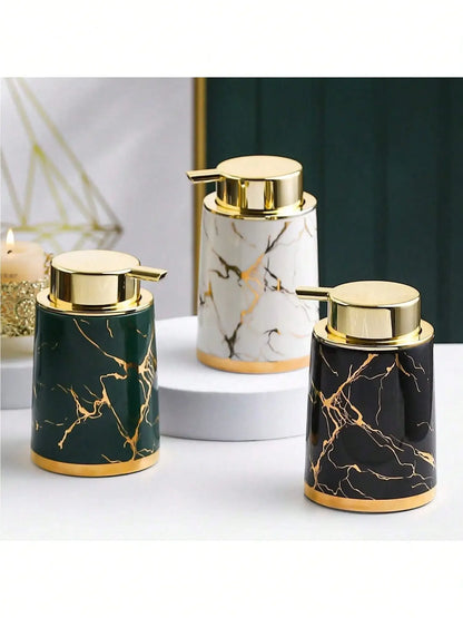 Ceramic soap dispenser 400ml Luxury Ceramic Marble Texture Refillable Press Foaming Soap Dispenser for Home Decor