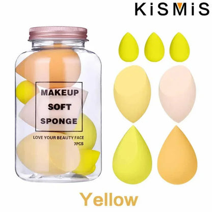 KISMIS 7Pcs/Set Soft Wet and Dry Use Makeup Sponge Set Cosmetic Puff Makeup Sponge Foundation Powder Sponge Beauty Tool