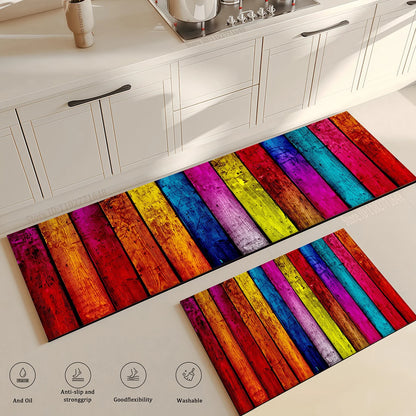 Wood Grain Kitchen Rug Bedroom Entrance Doormat Anti-Slip Living Room Floor Decor Washable Carpet Home Hallway Quality Foot Mat