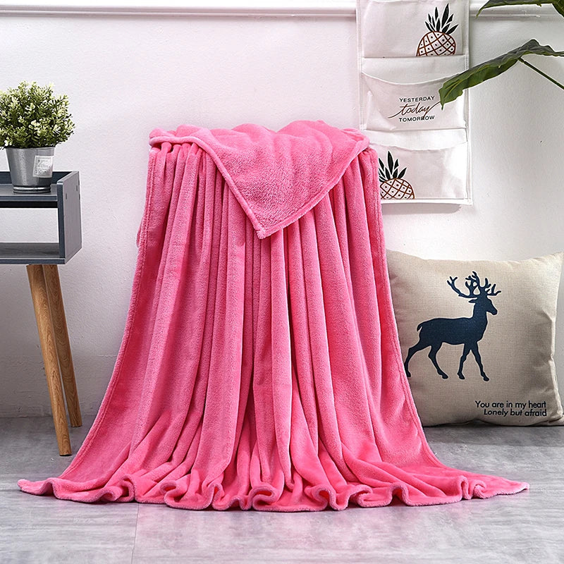 Soft Warm Blankets For Beds Winter Mink Throw Solid Sofa Cover Bedspread Winter Plaid Blankets  Winter Sheet Bedspread
