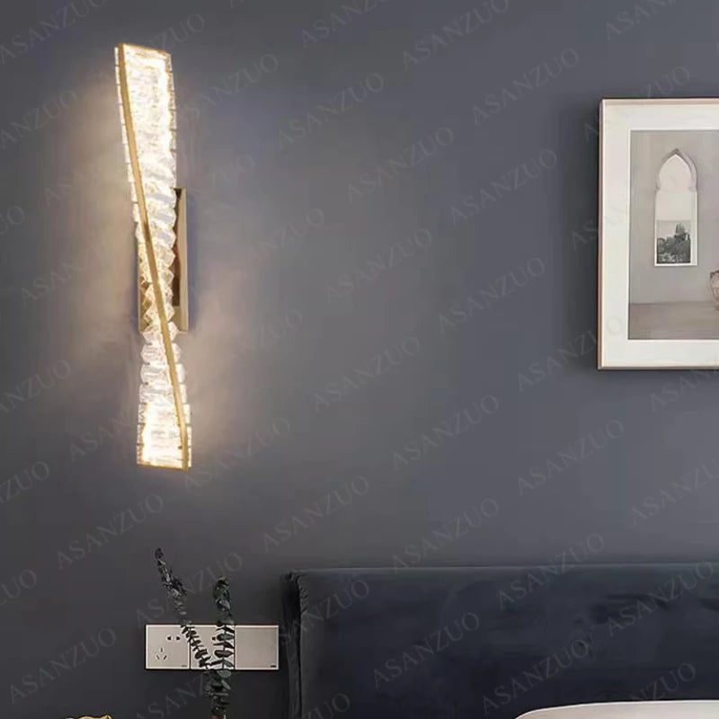 Nordic Long bar crystal wall lamps luxury