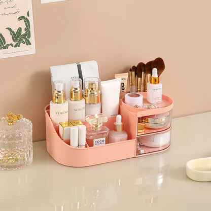 Capacity Cosmetic Storage Box with Clear Drawer - Multi-functional Makeup Organizer for Dressing Table Skincare Products